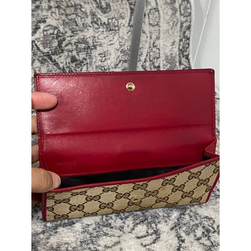 Gucci GG Monogram Lovely Heart Continental Bifold Wallet with Chain Strap - Picture 7 of 11